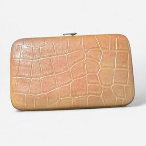 Metallic Alligator Skin Clutch Wallet